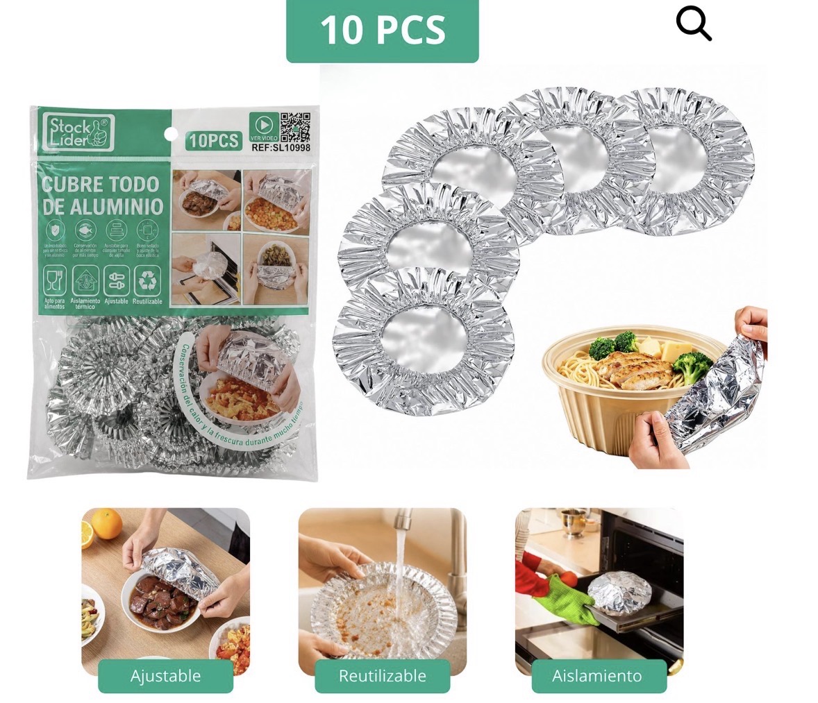 CUBRE TODO DE ALUMINIO 10 PIEZAS