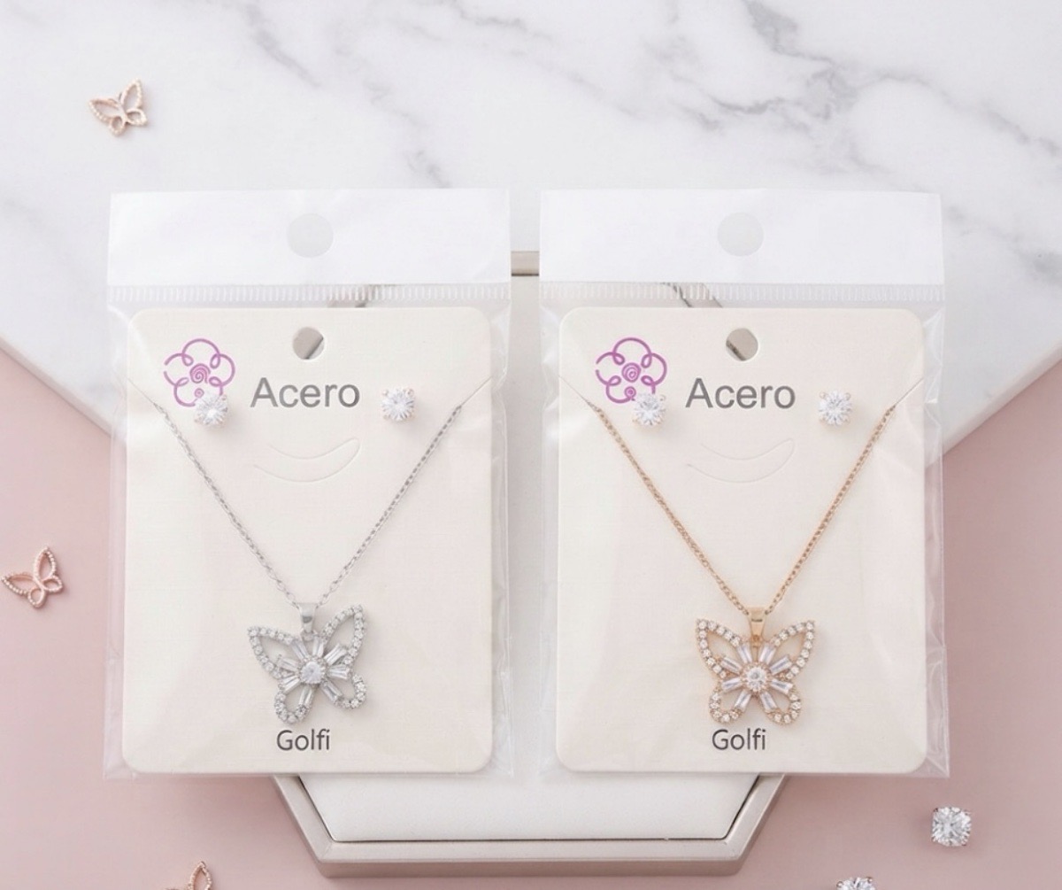 PACK PENDIENTES Y COLLAR MARIPOSA